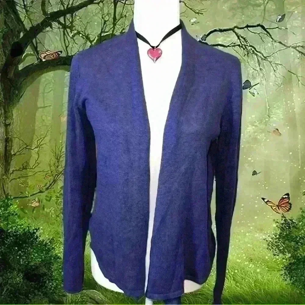 Eileen Fisher Linen Purple Cardigan - Picture 1 of 8